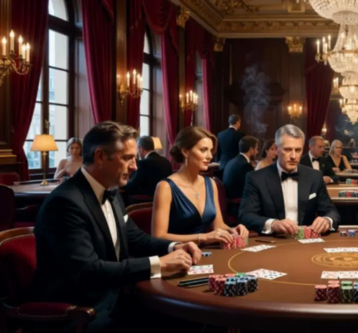 Ambiance de tournoi de poker EVENT MONTE dans un lieu prestigieux